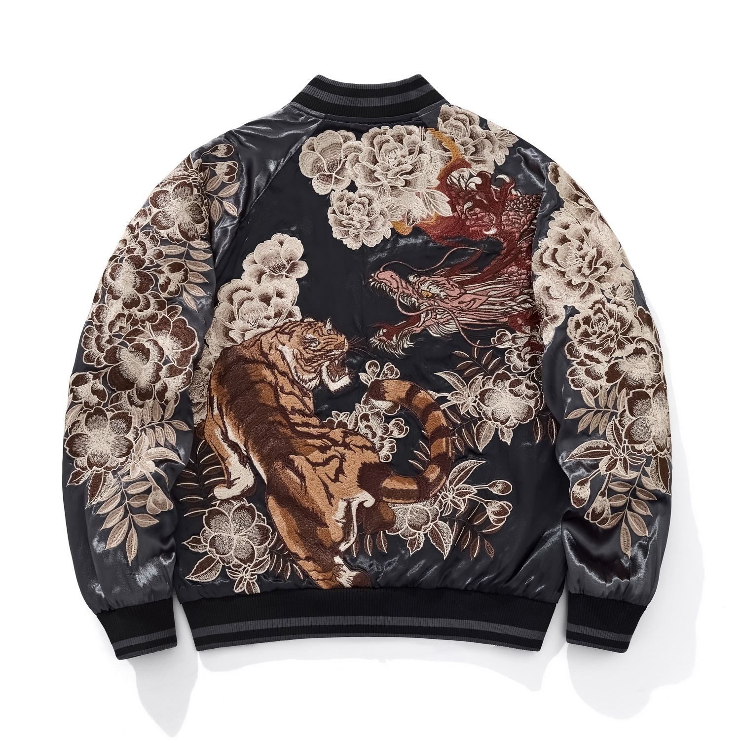 Tiger & Dragon Duel Sukajan Souvenir Jacket - Vintage Bomber