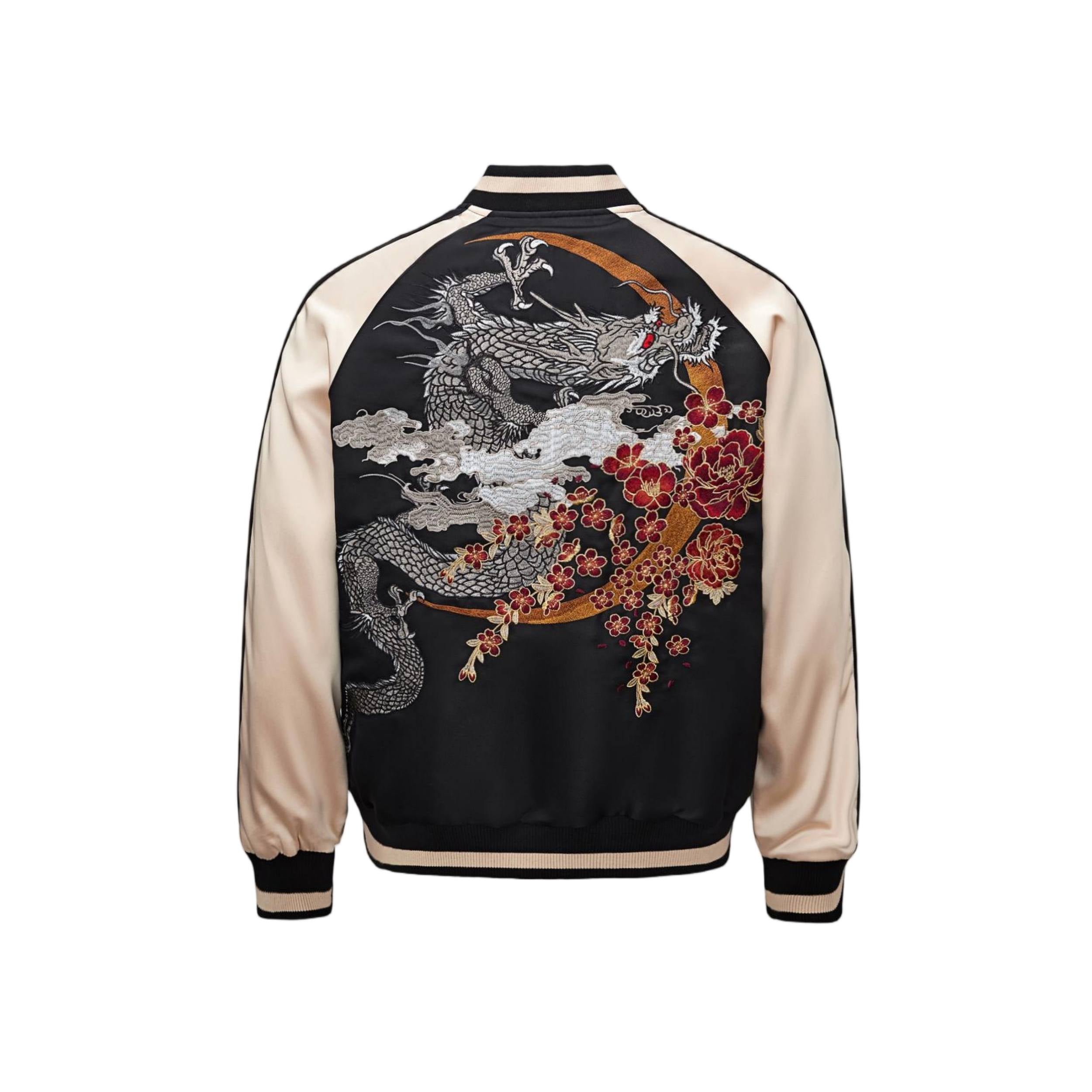 Back view in Beige — intricate scales and floral clusters circling the moon halo.