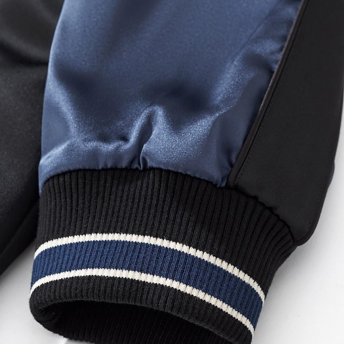 Rib cuff detail with contrast stripes