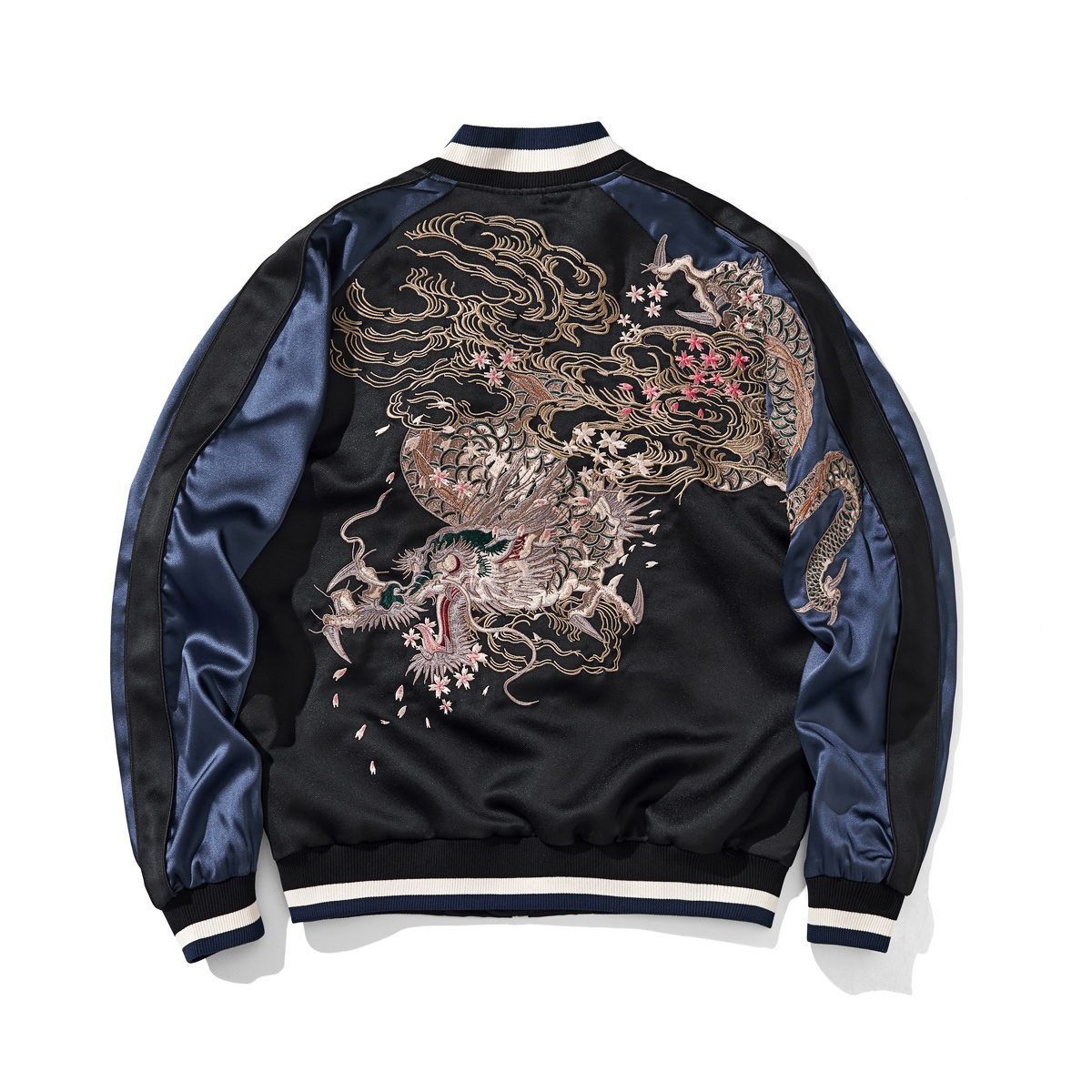 Back view showing the storm dragon scene with clouds and petals