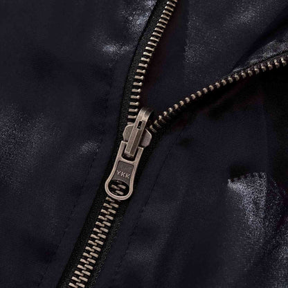 YKK metal zipper close-up.