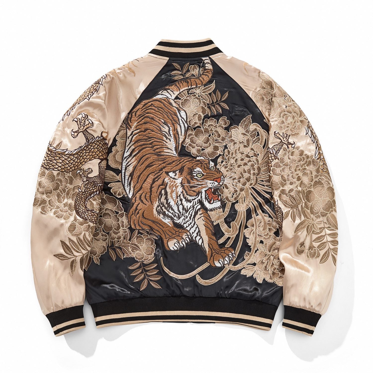 Twin Dragons & Tiger Chrysanthemum Sukajan Souvenir Jacket