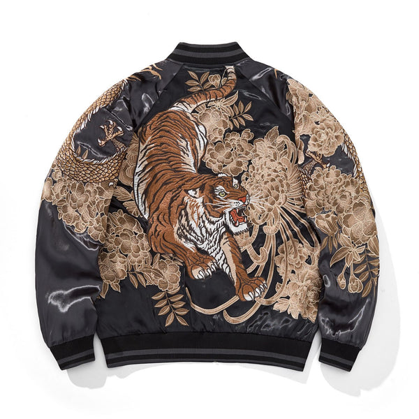 Twin Dragons & Tiger Chrysanthemum Sukajan Souvenir Jacket
