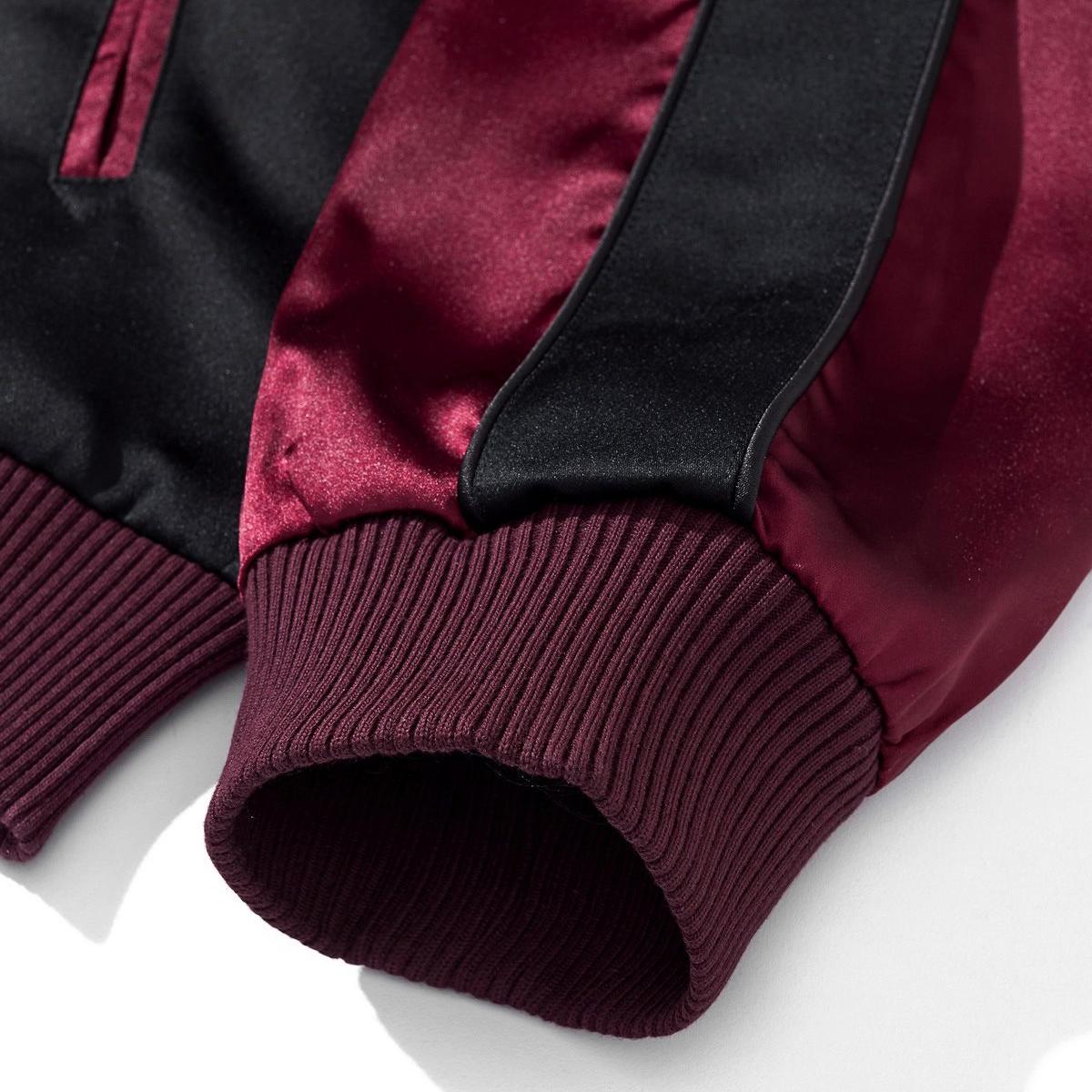 Ribbed cuff detail in matching burgundy tone