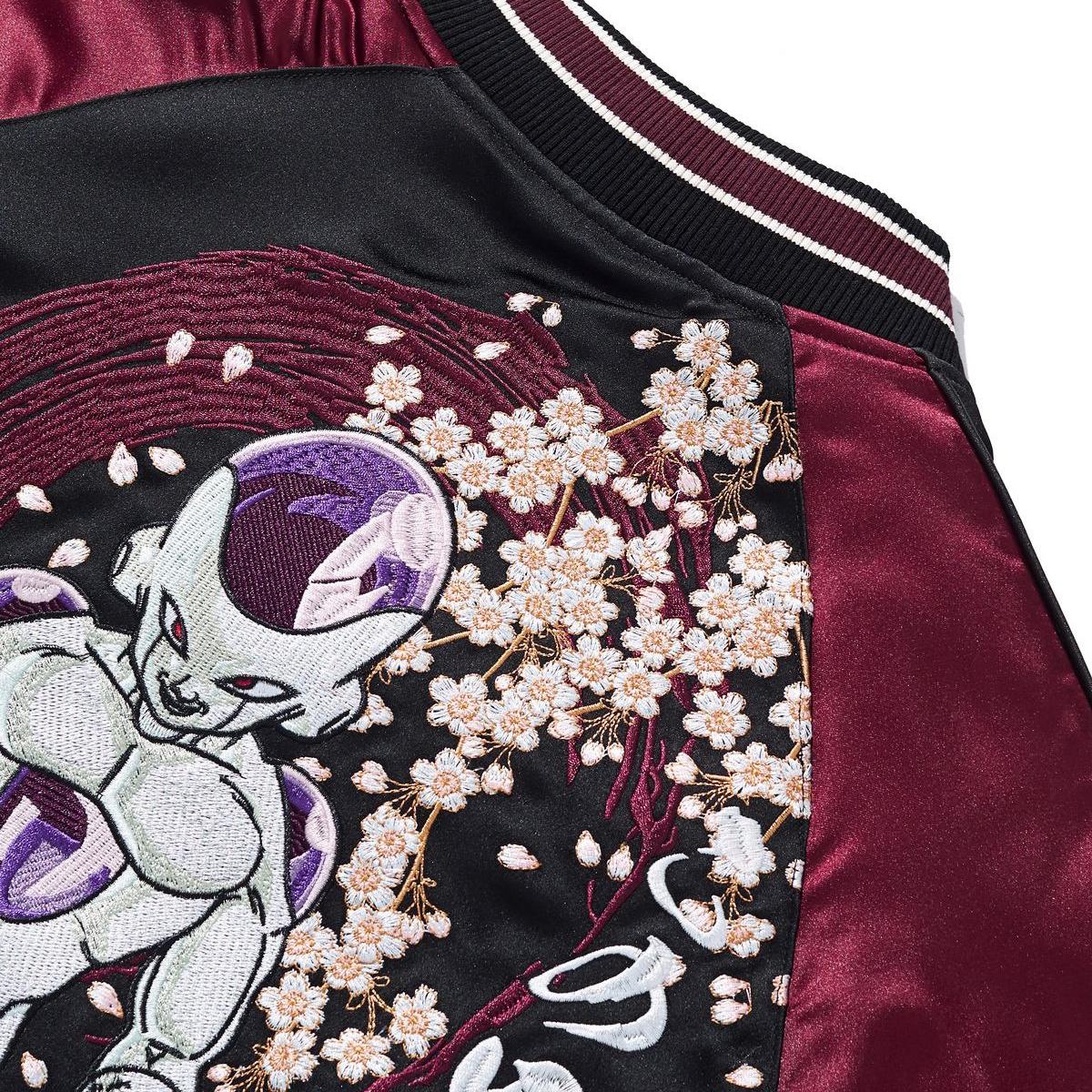 Shoulder embroidery detail with sakura blossoms and circular motif