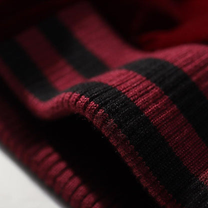 Striped rib knit macro showing dense elasticity