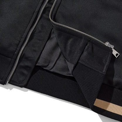 Elastic hem rib and zipper base detail