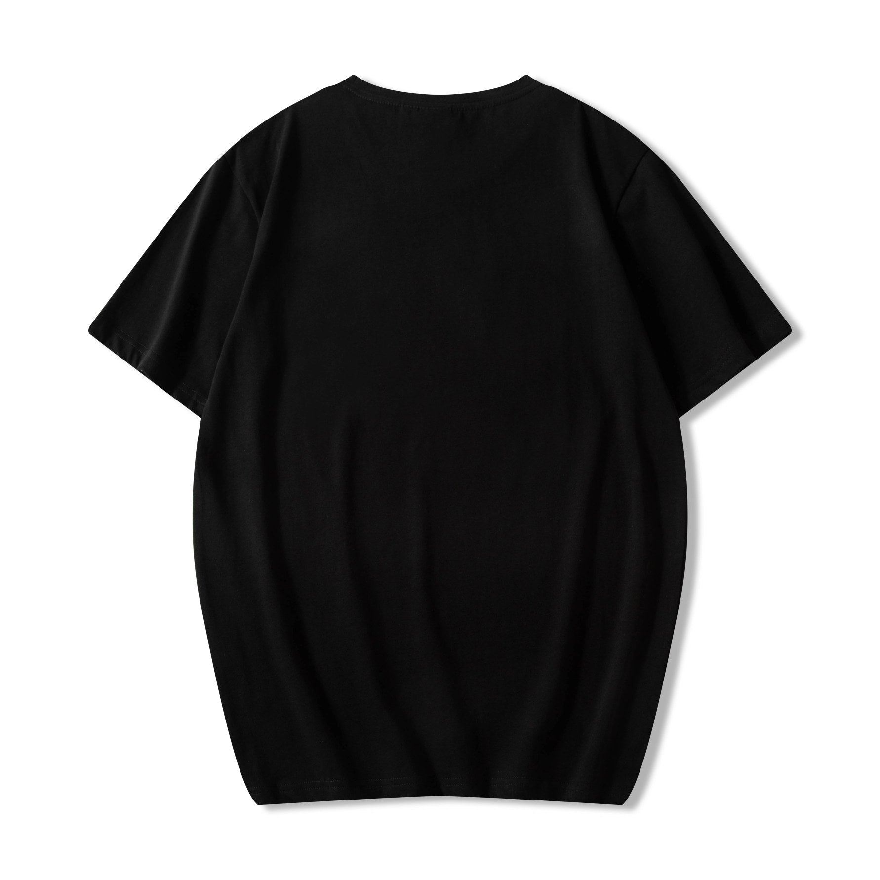 Back view of black Cranes & Sakura embroidered T-shirt