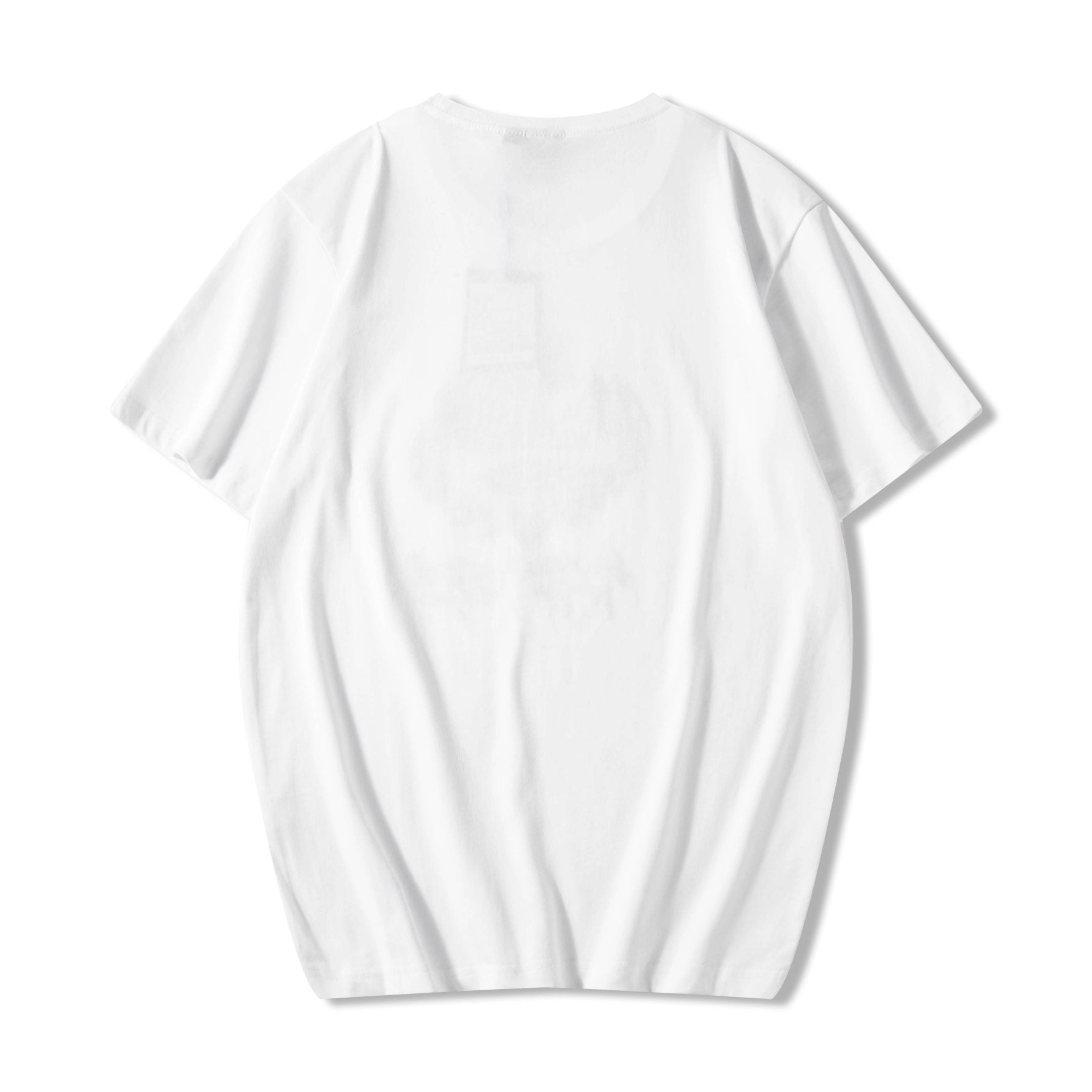Back view of white Cranes & Sakura embroidered T-shirt
