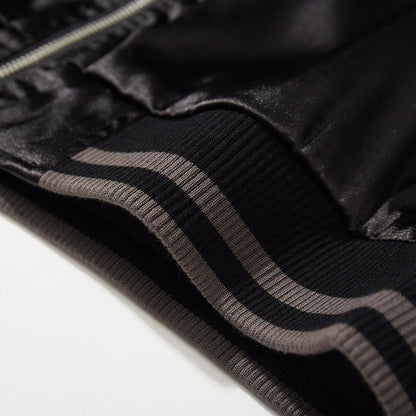 Close-up of striped ribbed hem on a sukajan