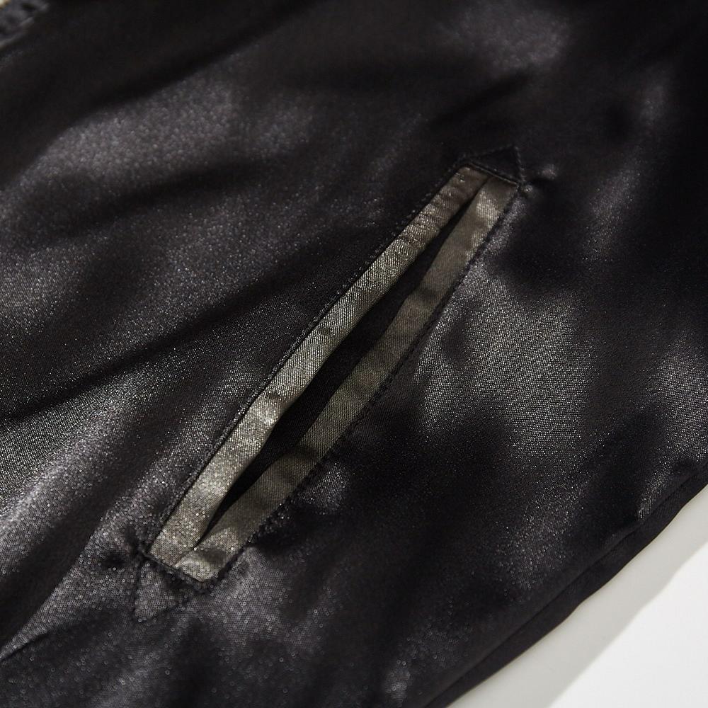 Close-up of welt pocket detail on a sukajan
