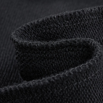 Close up of soft black loopback fleece lining of Nine-Tailed Fox & Lotus sweatshirt