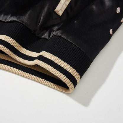 Close-up of striped ribbed hem on a sukajan