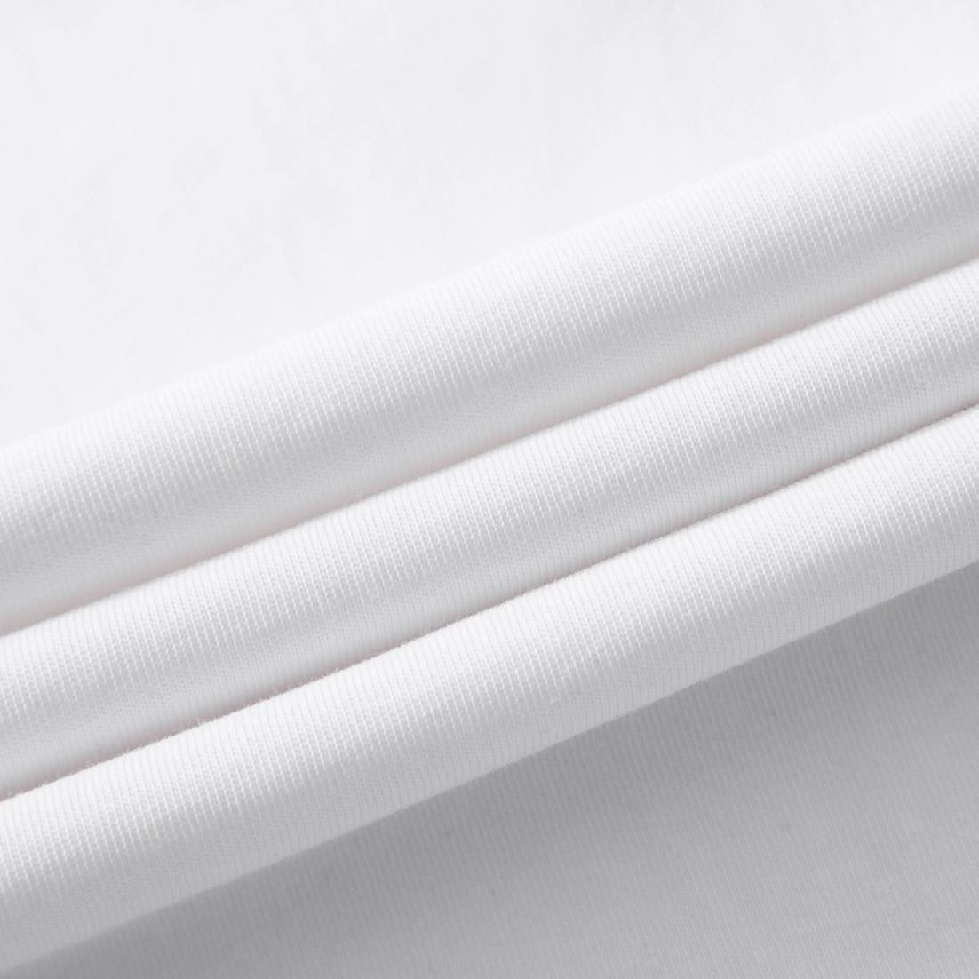 Soaring Crane Embroidered T-Shirt fabric close-up, soft cotton knit