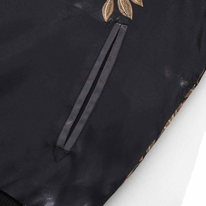 Slant pocket trim detail on the sukajan jacke