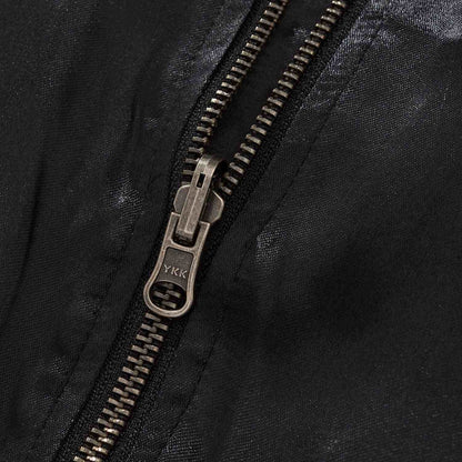 Close-up of YKK metal zipper on the sukajan jacket