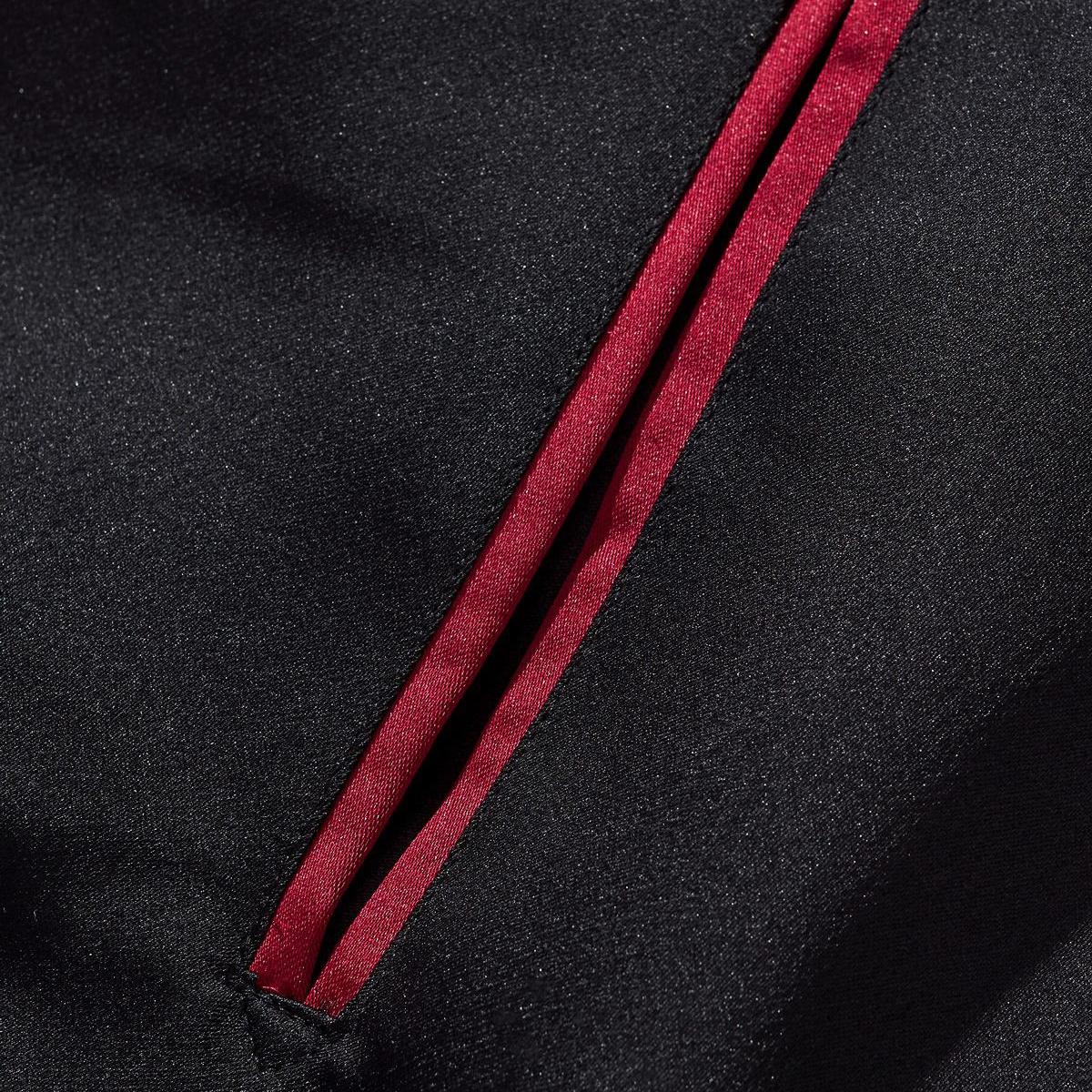 Welt pocket close-up with neat satin piping 