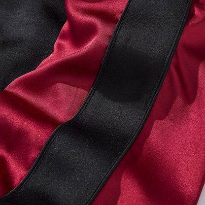Satin sleeve panel highlighted with a black side stripe