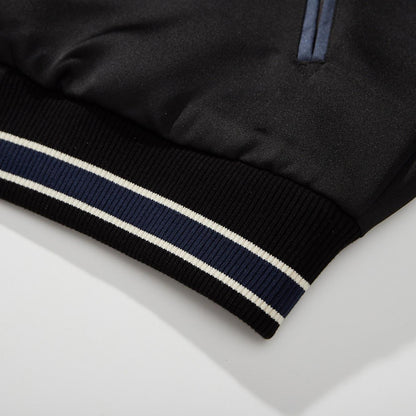 Ribbed hem detail with clean stitching of sukajan jacket