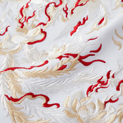 Close-up of the classic crew neck collar and premium white cotton texture.