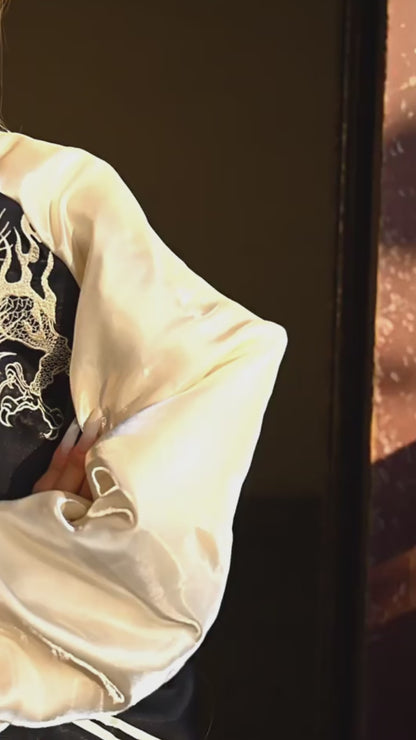 Twin Dragons & Tiger Chrysanthemum Sukajan Jacket