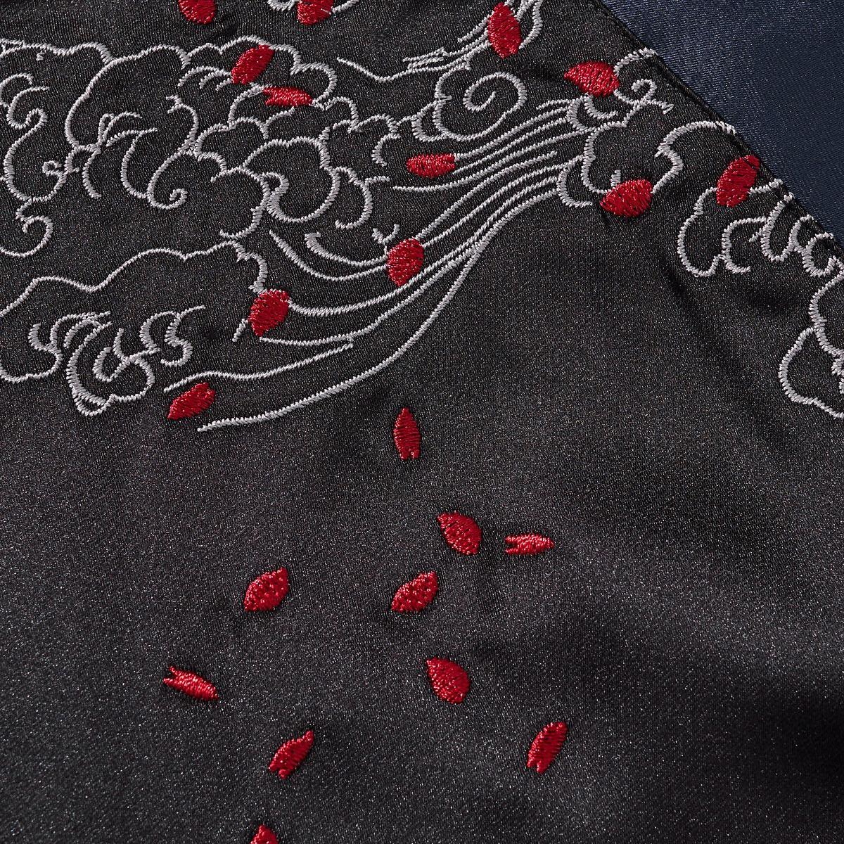 Clouds motif with scattered petals in fine embroidery
