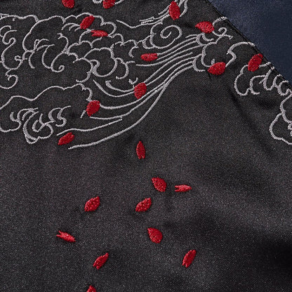 Clouds motif with scattered petals in fine embroidery