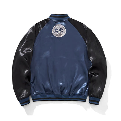 Back view of the reverse Navy side featuring a silver embroidered Crane (Tsuru) Kamon crest.
