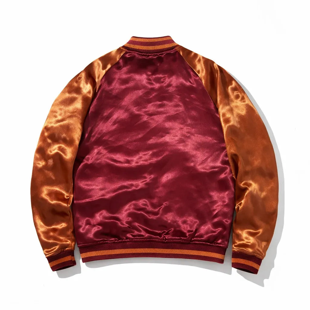 Back view of the reversible side showing clean, plain wine red satin finish.