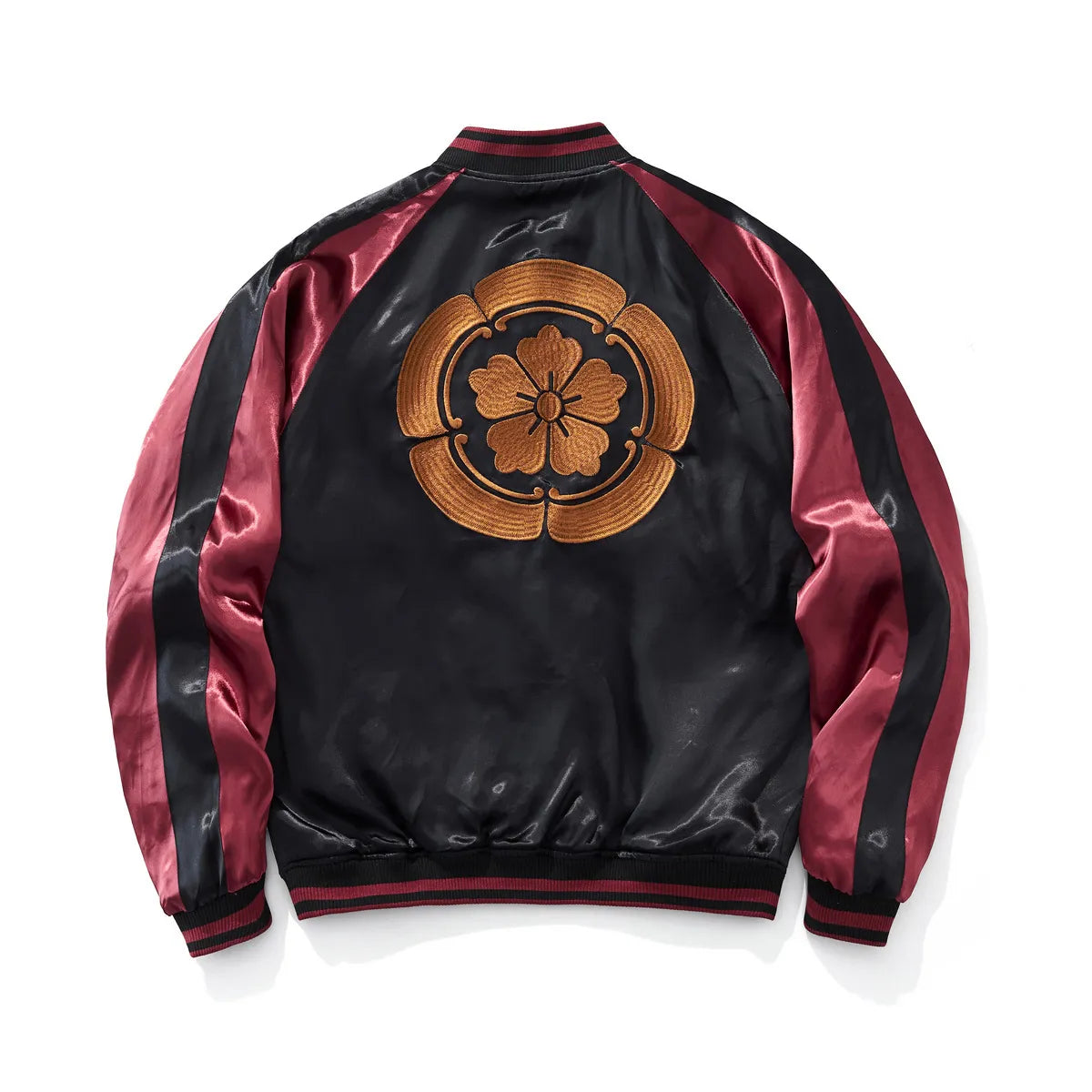 Back view of the reversible black side featuring the large golden Oda Clan Crest (Oda Mokkou) of Nobunaga.