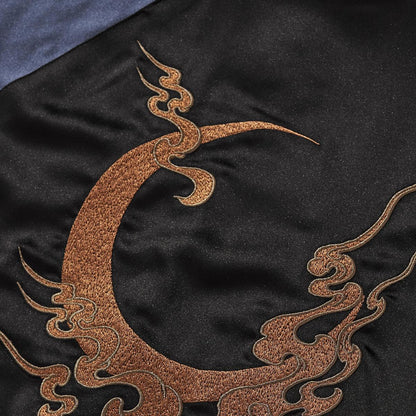 Reversible Kirin & Crescent Sukajan Jacket — crescent and cloud embroidery detail on Side A panel.
